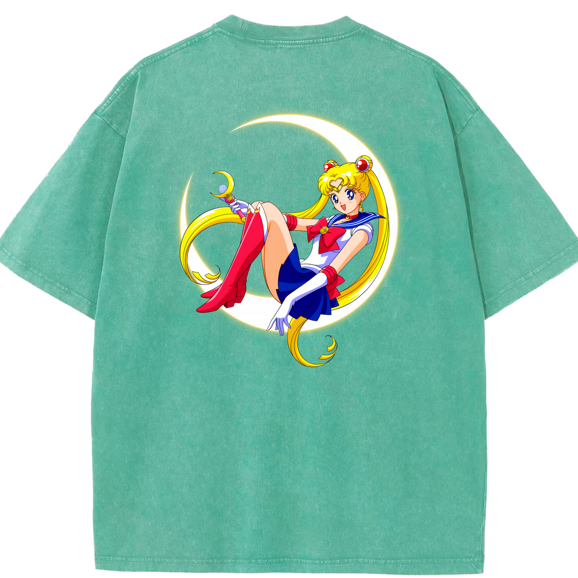 （画像用） 美少女戦士セーラームーン 月野 うさぎ つきの うさぎ Sailor Moon Tsukino Usagi 綿100% ヴィンテージ風 半袖Tシャツ（背面プリント）
